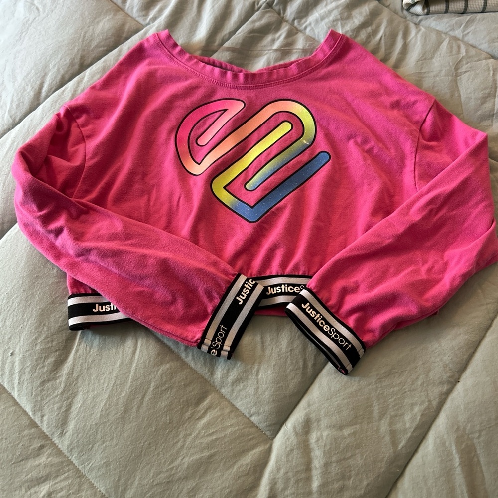 Justice Pink crop top with Multicolor Design